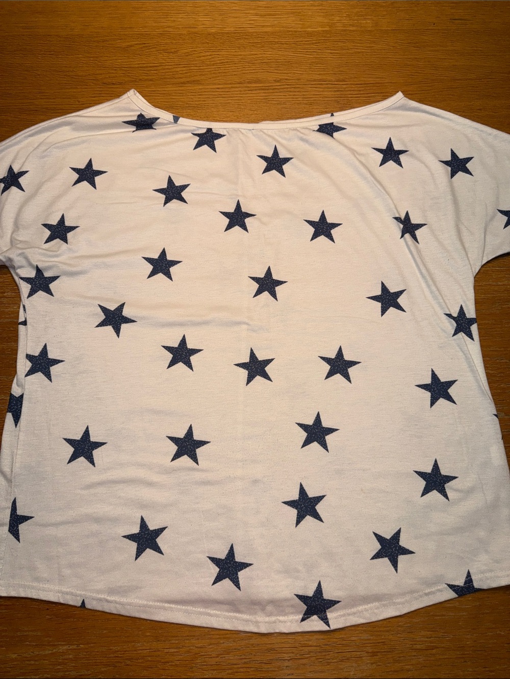 Women’s Short Sleeve Star Print Tee - White with Navy Stars